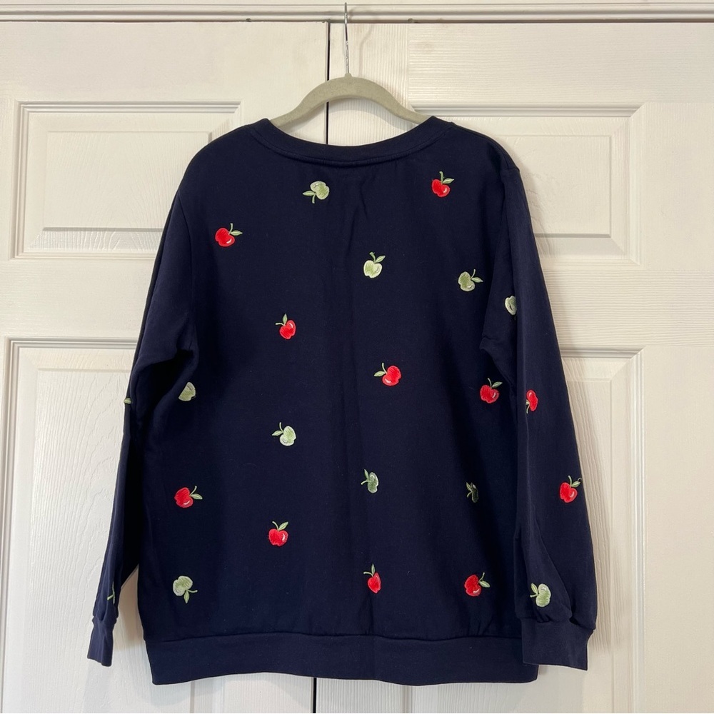 The Quacker Factory Apple Rhinestone Sweatshirt Womens Large Teacher School Fall - Picture 2 of 6